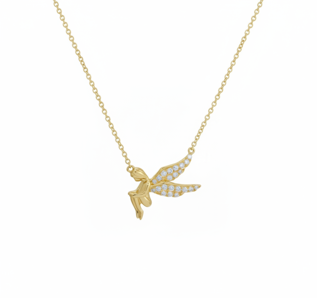 14K Gold + Diamond Angel Necklace