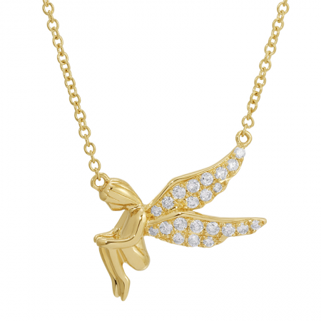 14K Gold + Diamond Angel Necklace