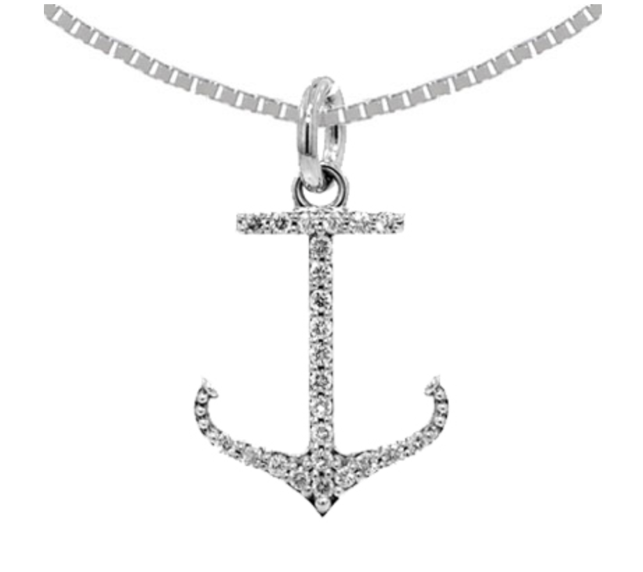 14K Diamond Anchor Necklace