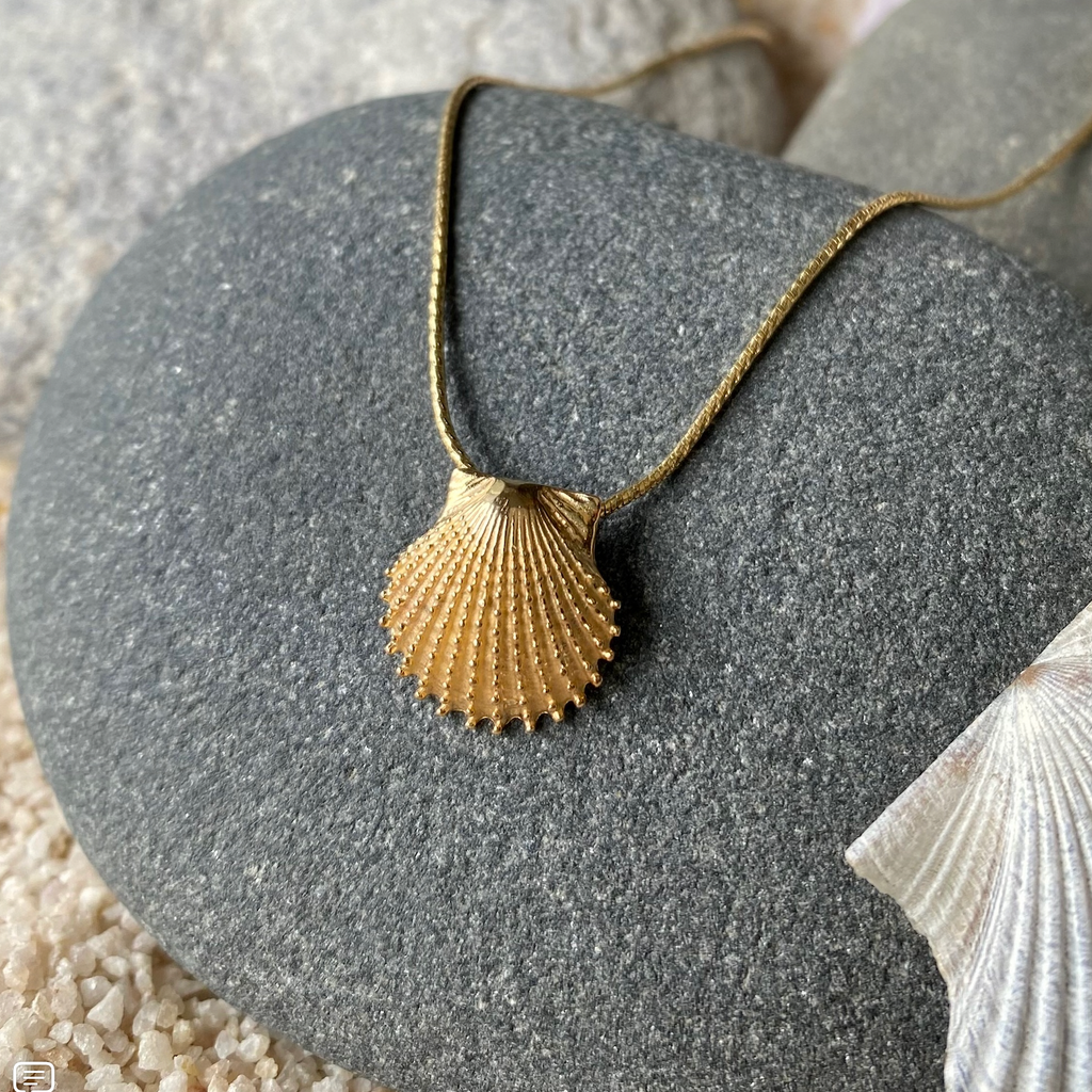 14K Knobby Scallop Shell Necklace