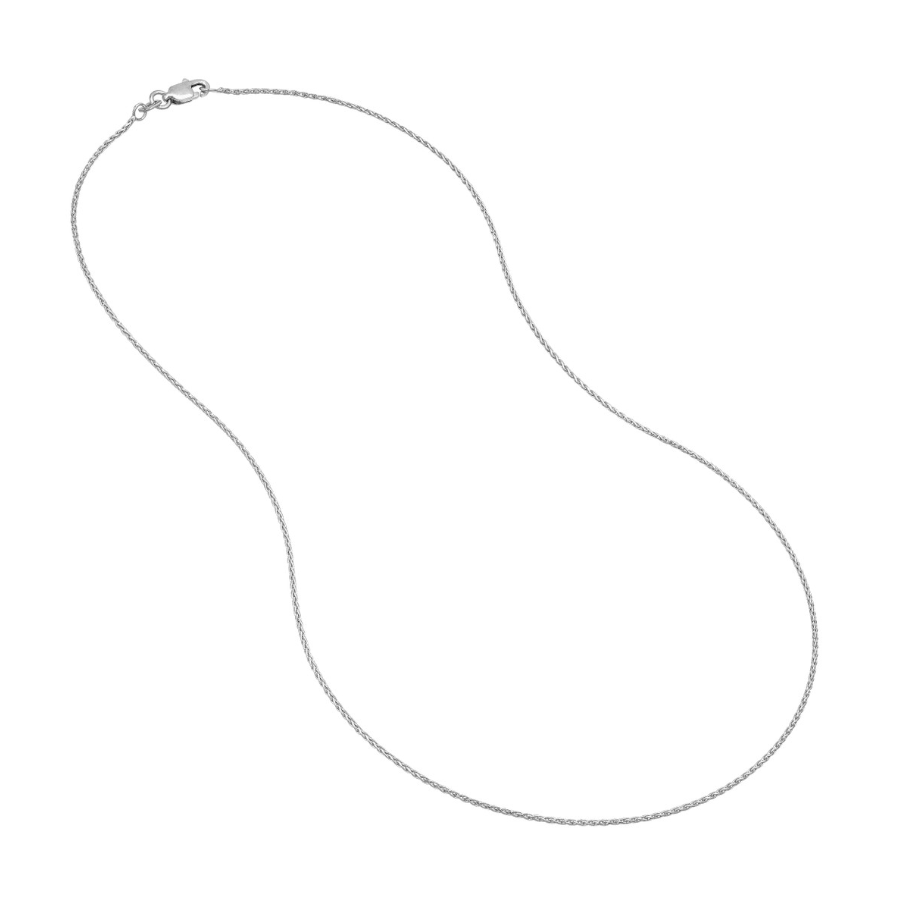 1.05 mm 14K White Gold Diamond Cut Wheat Chain