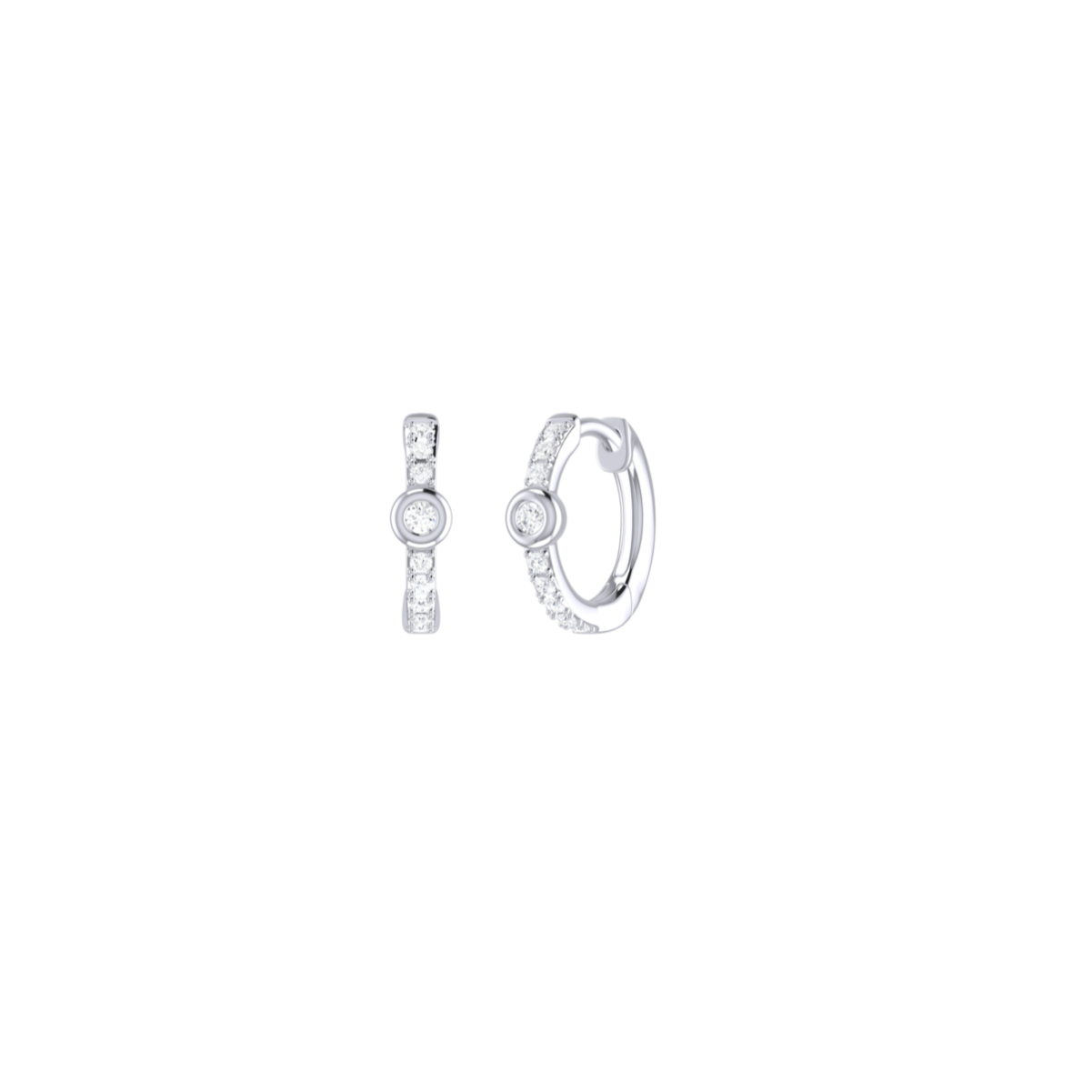 14K Diamond Dot Huggie Earrings