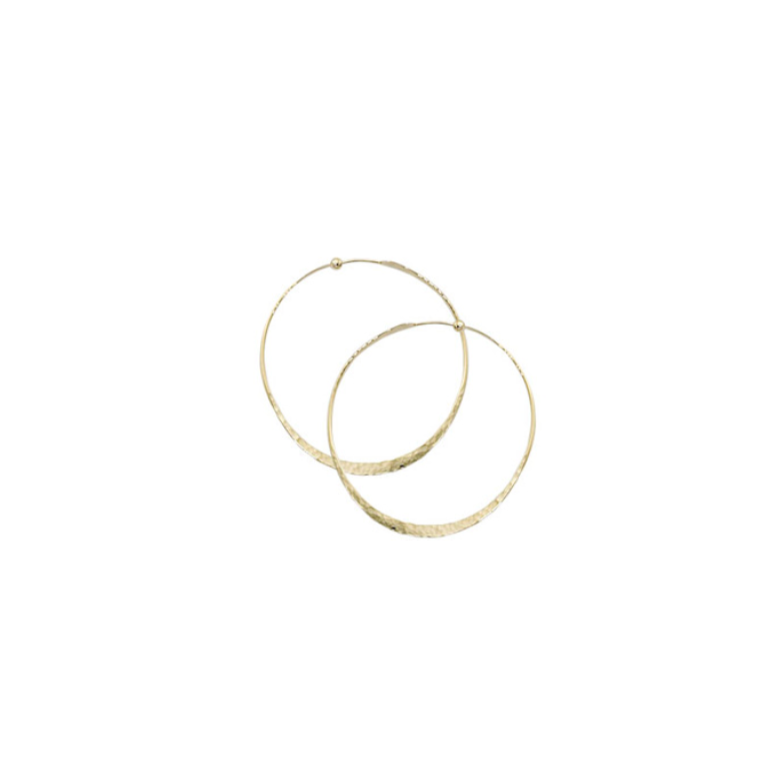 14K Gold Hammered Hoops