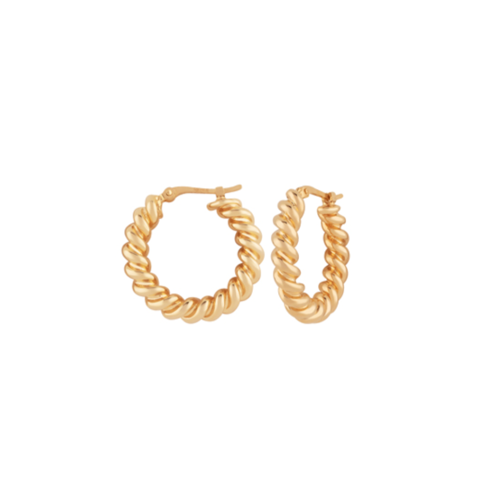 14K Spiral Twist Hoop