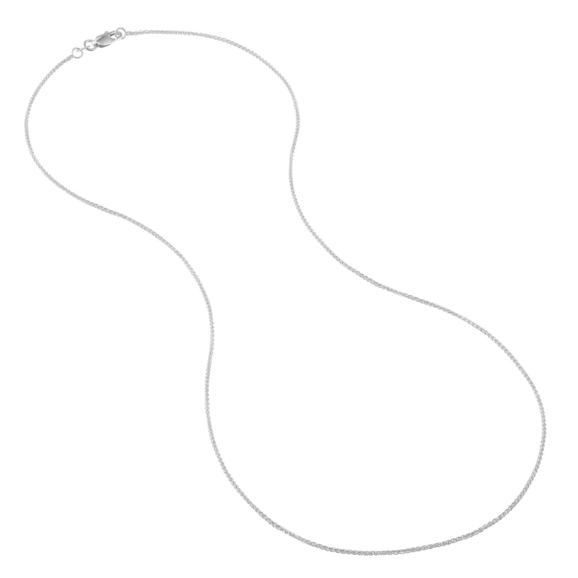 1 mm Sterling Silver w/ Rhodium Wheat Chain