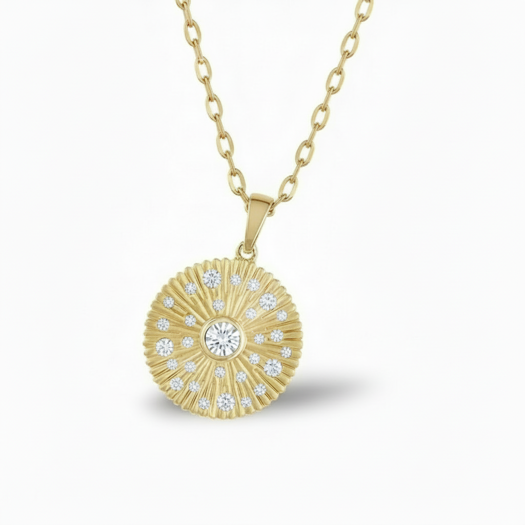 14k Gold + Diamond Medallion Necklace