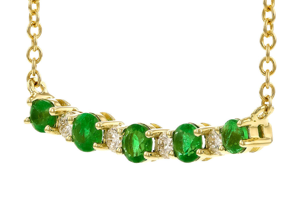 14K Emerald + Diamond Bar Necklace