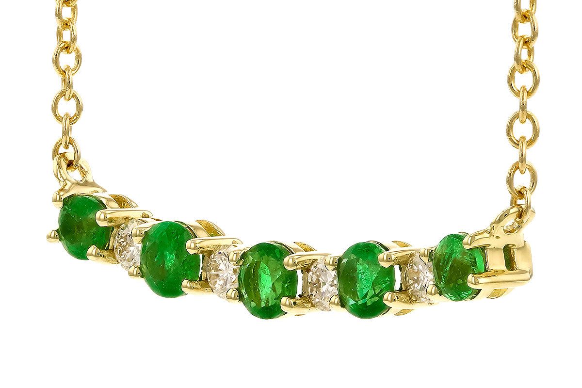 14K Emerald + Diamond Bar Necklace