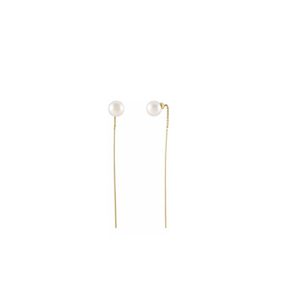 14k Freshwater Cultured Pearl Threader Earrings